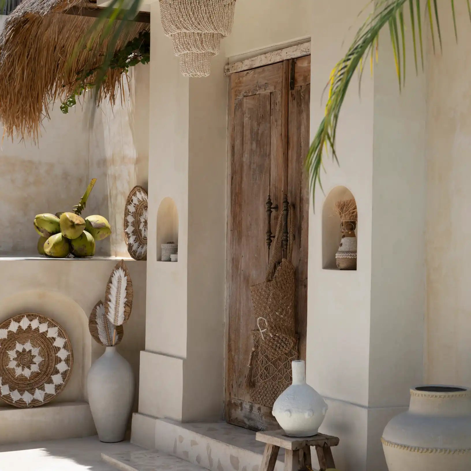 Boho restaurant decor with Bali style furniture and café accessories