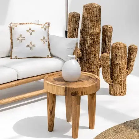 Affordable home decor in a Dubai living room with natural materials
