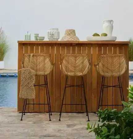 Outdoor rattan bar stools for Dubai terraces