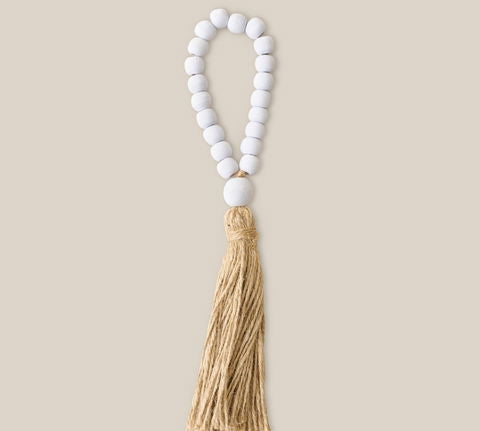 Beaded Tassel New White