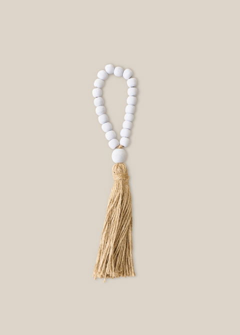 Beaded Tassel New White