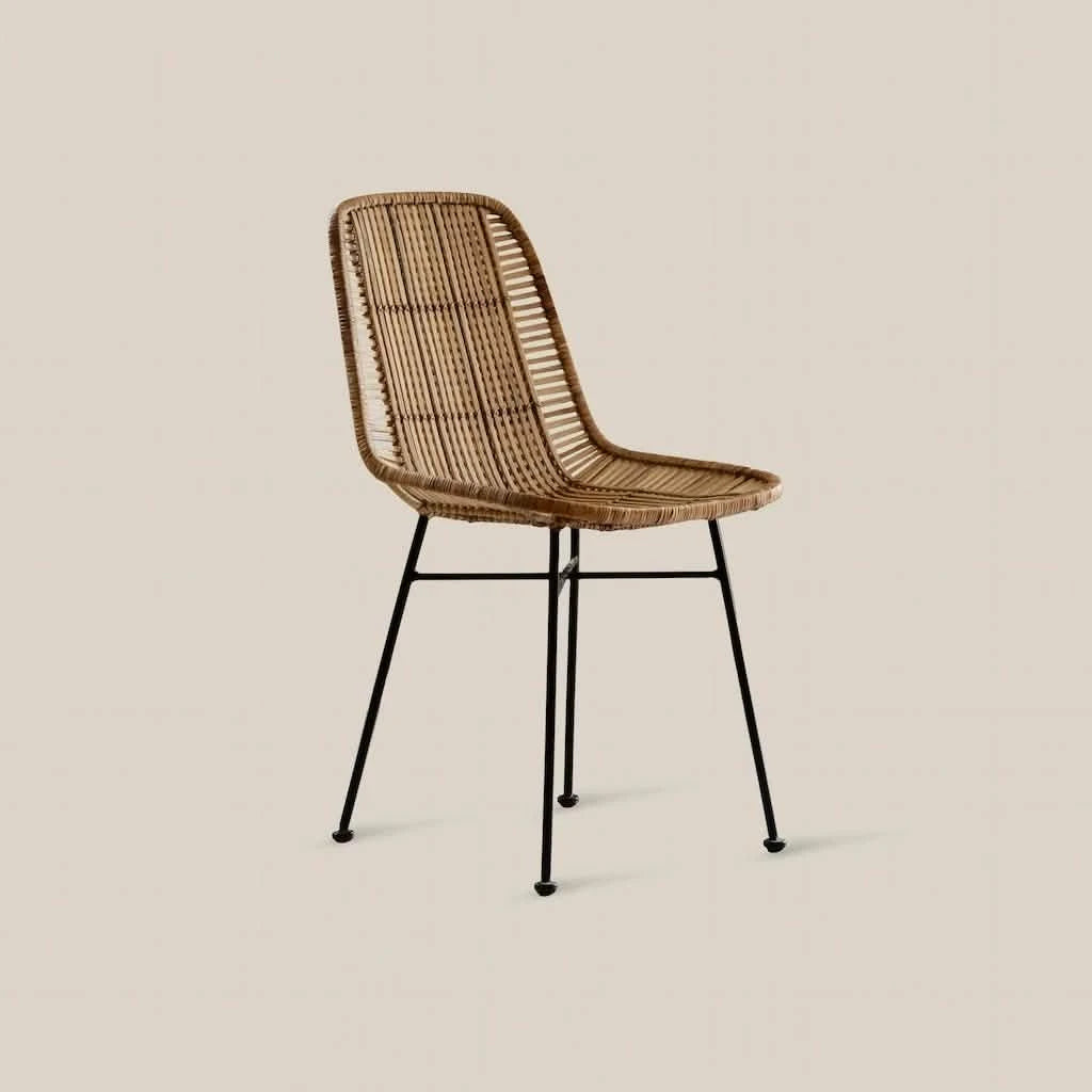 Natural Rattan Dining Chair Andrea Black Legs