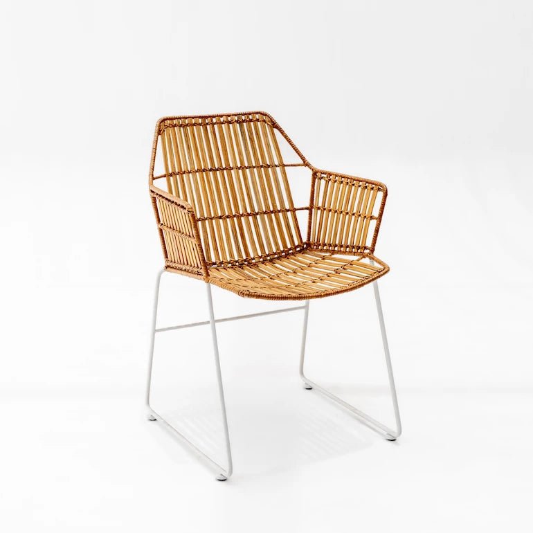 Angelo Rattan Dining Chair with White Legs - Home and Soul