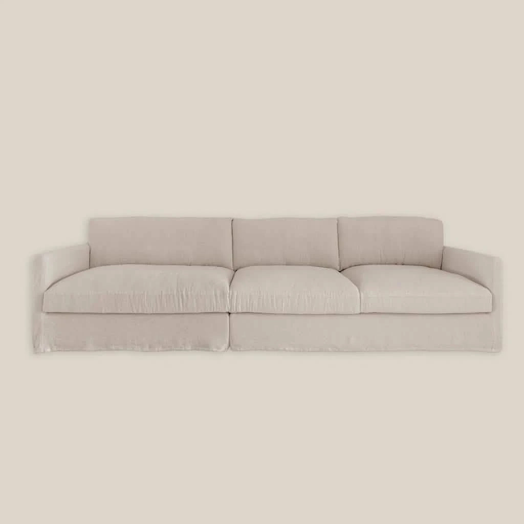 Angie Luxury Feather 3 Seater Cloud Sofa in Beige Linen