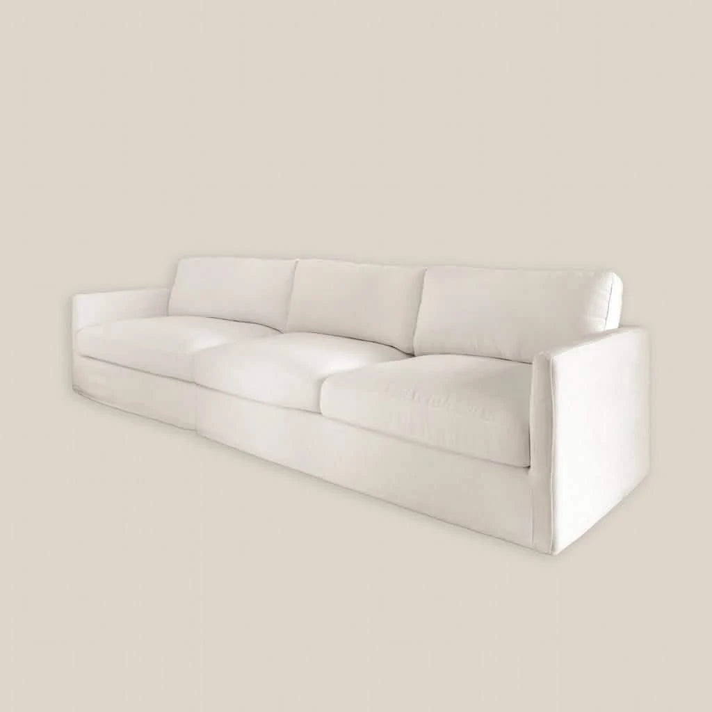 Angie Feather 3 Seater Cloud Sofa in White Cotton Linen