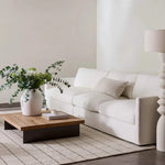 Angie Luxury Feather 3 Seater Sofa in White Cotton Linen
