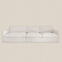 Angie Luxury Feather 3 Seater Cloud Sofa in White Cotton Linen