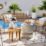 Bohemian outdoor sofa set with natural rug Dubai