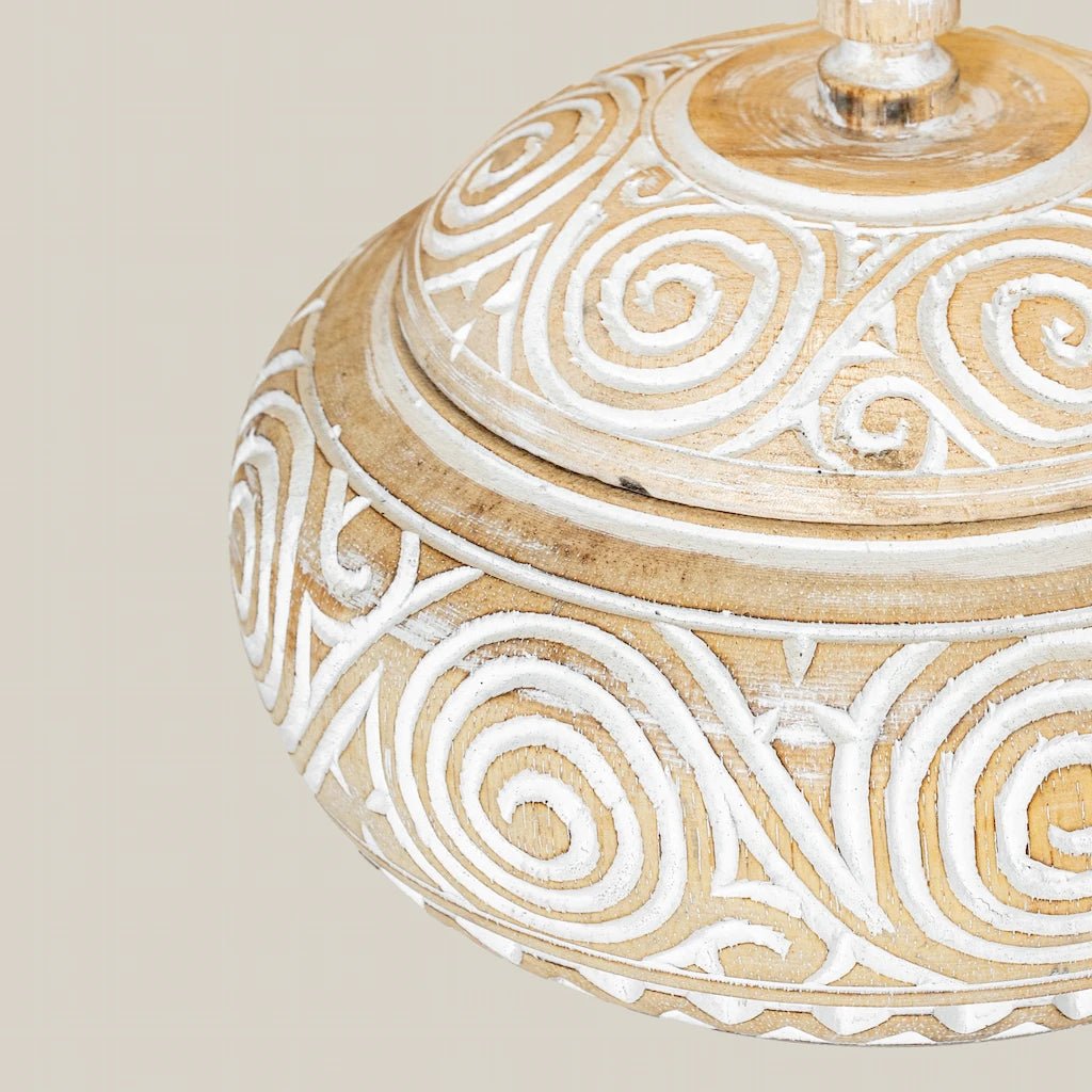 Boho Hand Carved Wooden Bowl