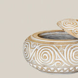 Hand Carved Wooden Bowl with Lid