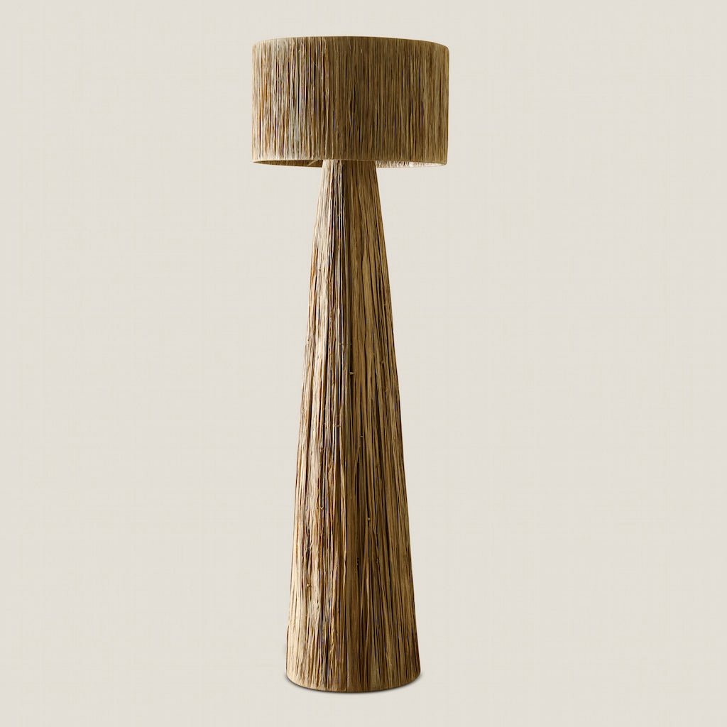 Boho Weaved Raffia Floor Lamp