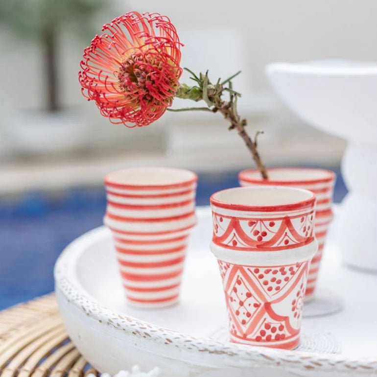 Red Striped Cup Ceramic Beldi - Home and Soul