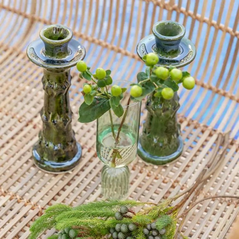 Green Ceramic Candle Holder - Home and Soul