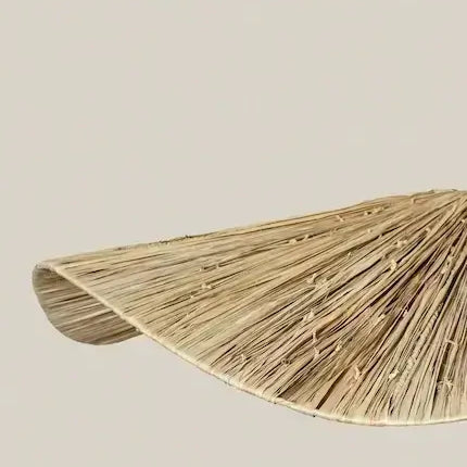 Close-up of a natural rattan pendant light shade
