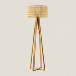 Elise Wooden Floor Lamp with Rattan Shade- Home and Soul