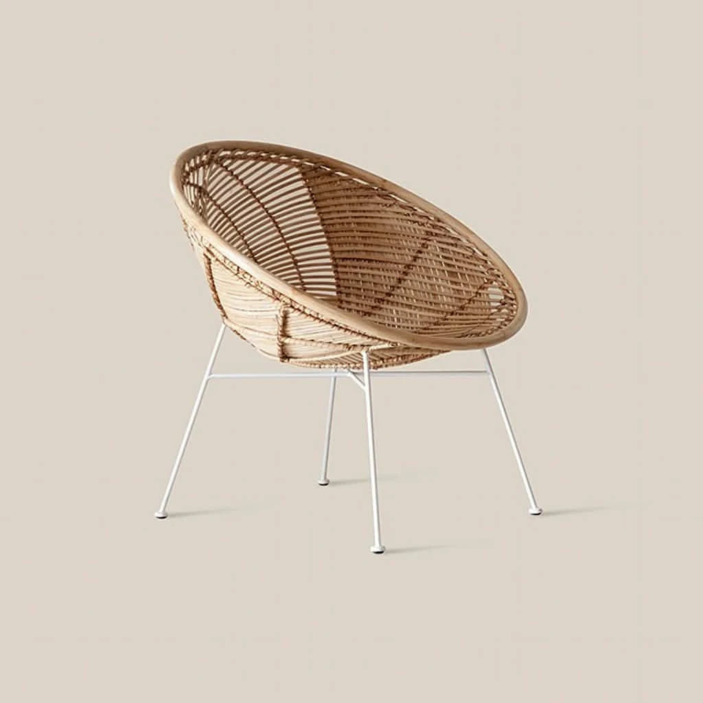 Florence Rattan Armchair with White Legs