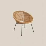 Florence Rattan Chair with Black Cast Iron Legs – Hand - Woven Organic Rattan, Modern Design, Lightweight, Versatile, Indoor/Outdoor Use - Home and Soul Dubai