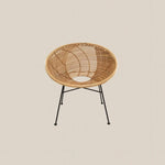 Florence Rattan Chair with Black Cast Iron Legs – Hand - Woven Organic Rattan, Modern Design, Lightweight, Versatile, Indoor/Outdoor Use - Home and Soul Dubai