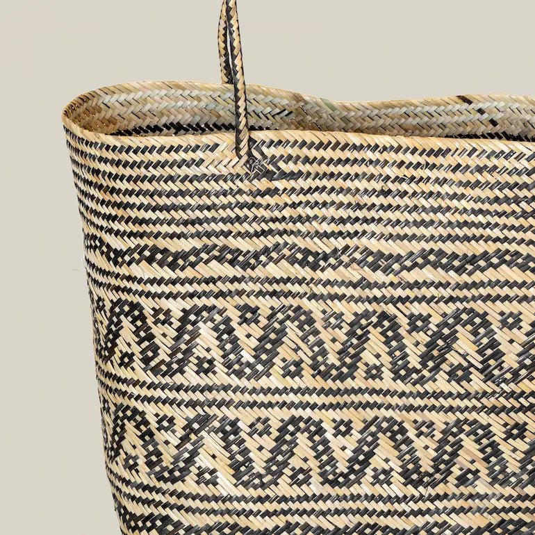 Natural and Black Rattan Handbag