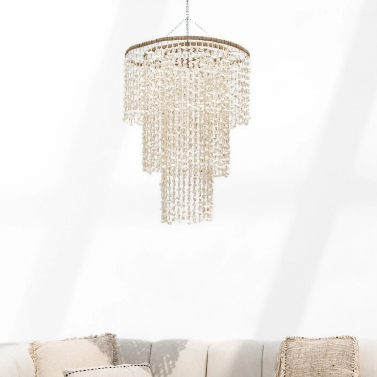 Handmade White Shell Chandelier Evelyn - Home and Soul