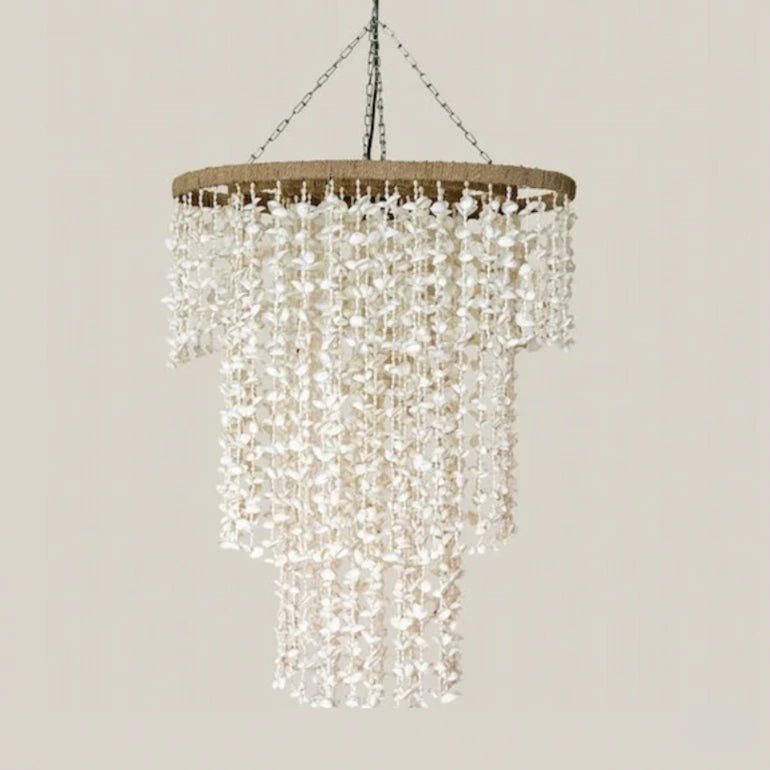 Evelyn Handmade White Shell Chandelier - Home and Soul
