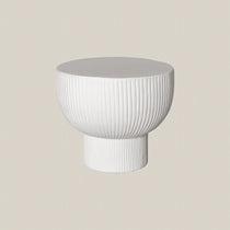 Handmade Monet Fluted Round Side Table in White Concrete - Home and Soul Dubai