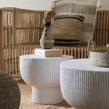 Handmade Monet Fluted Side Table in White Concrete
