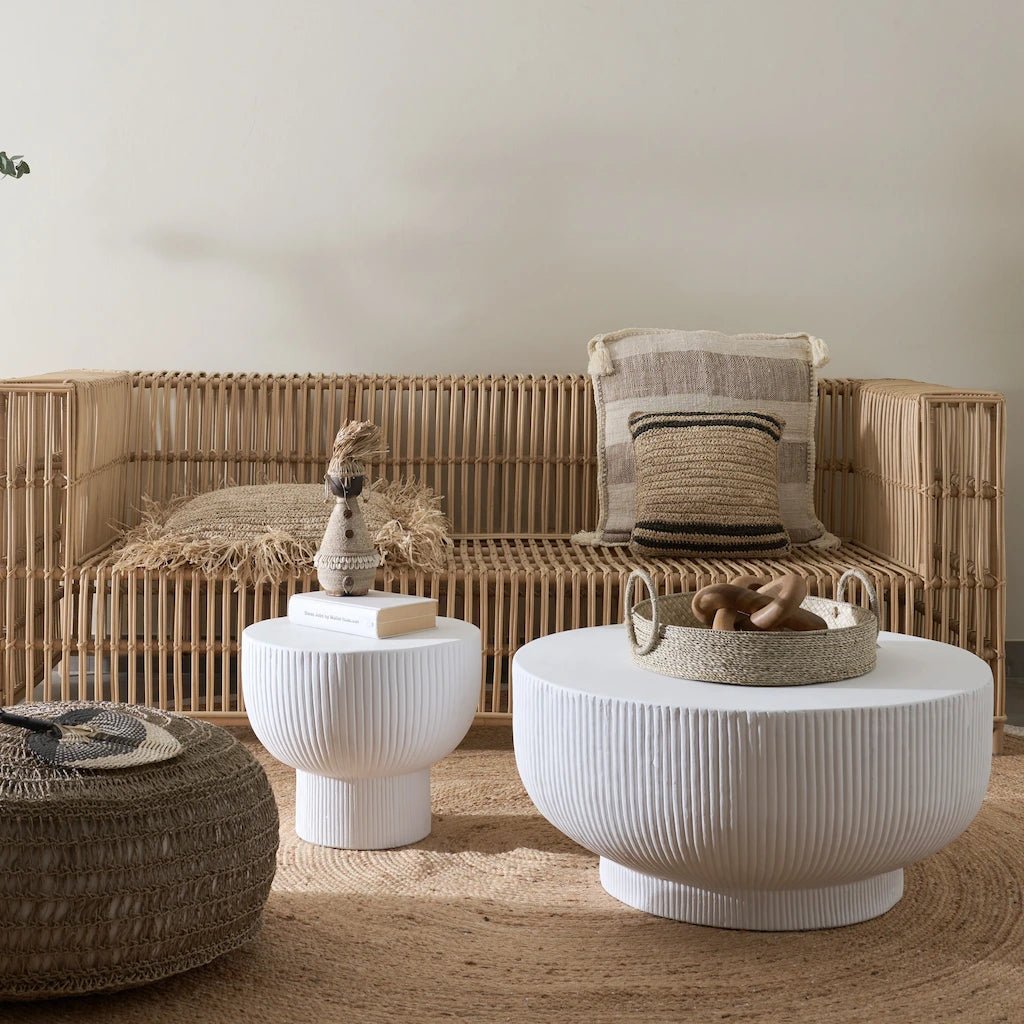 Handmade Monet Round Side Table in White Concrete