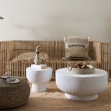 Handmade Monet Round Side Table in White Concrete