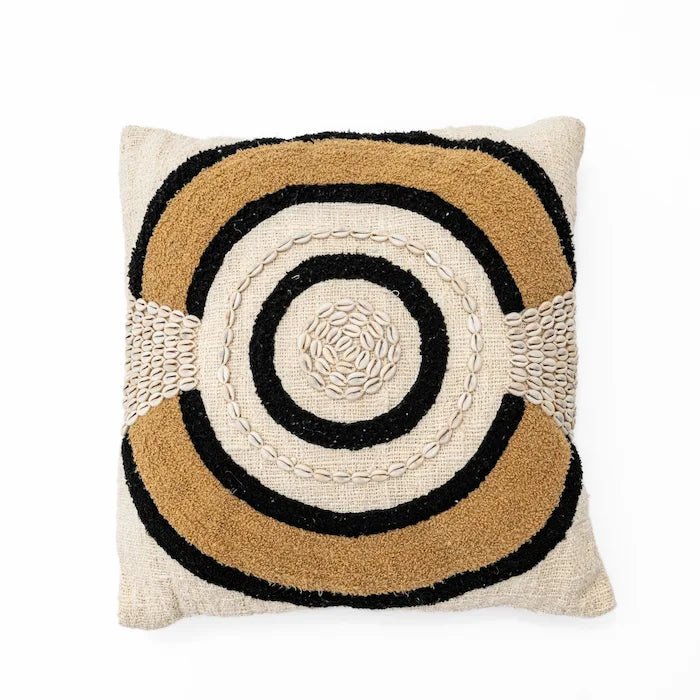 Handwoven Cotton Cushion with Shell Design - Home and Soul
