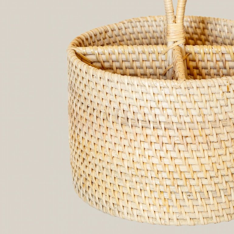 Natural Rattan Utensil Holder with Handle