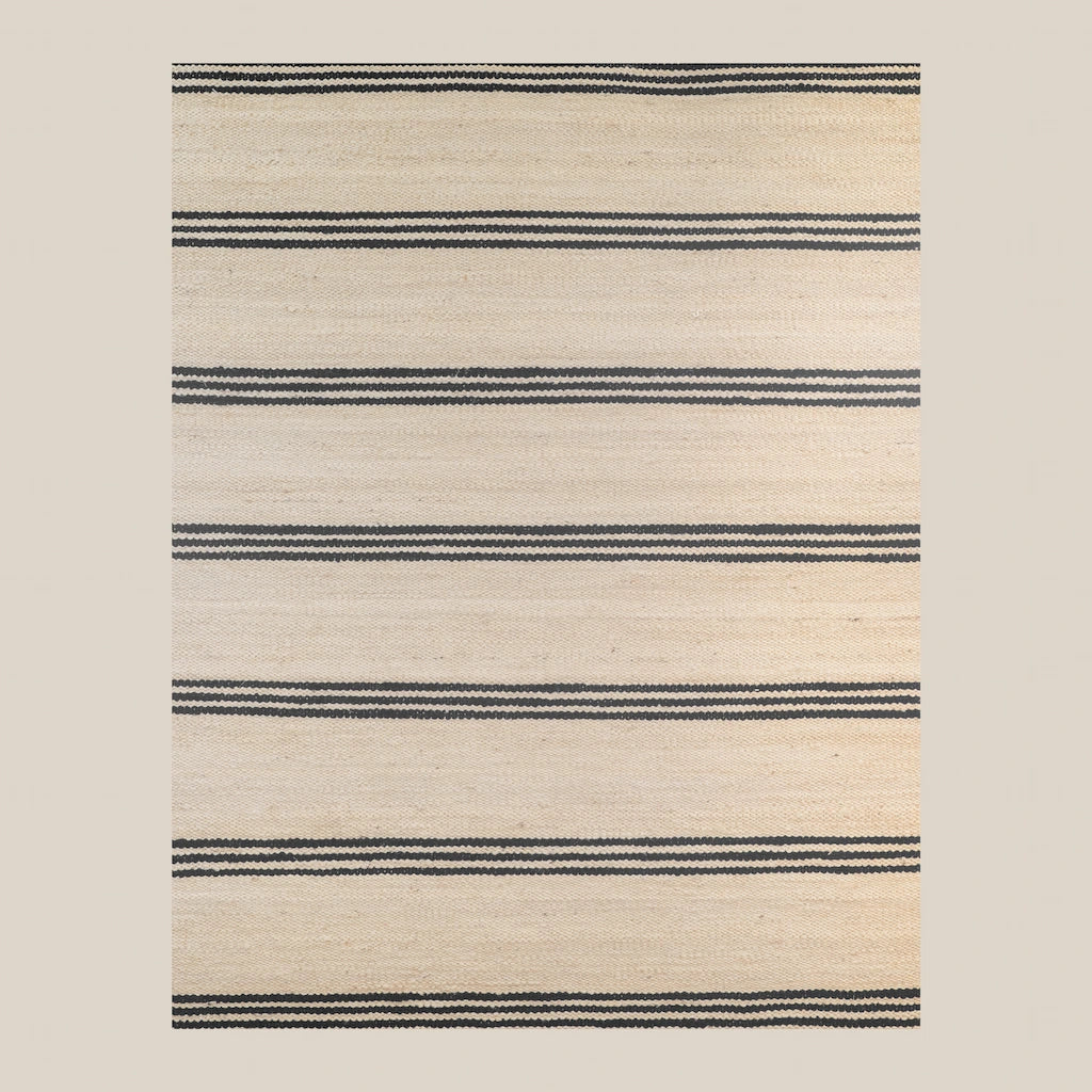 Jade Black Stripped Jute Rug