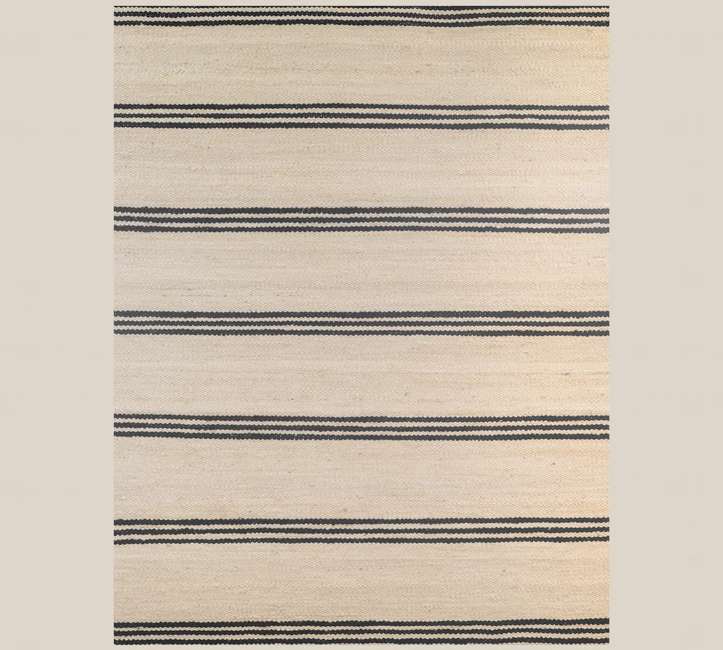 Jade Black Stripped Jute Rug