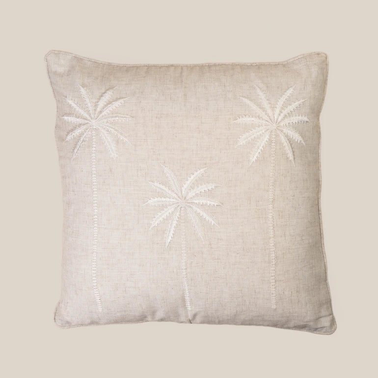 Kaia Beige Palm Sustainable Cushion - Home and Soul