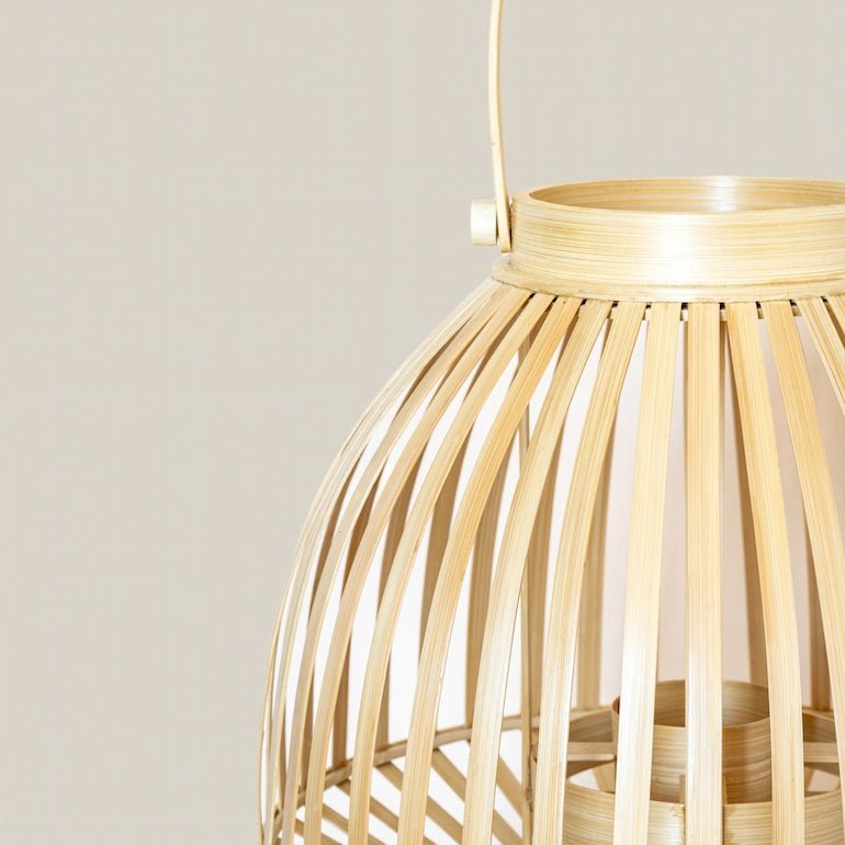 Candle Lantern Natural Large Bamboo - Home and Soul