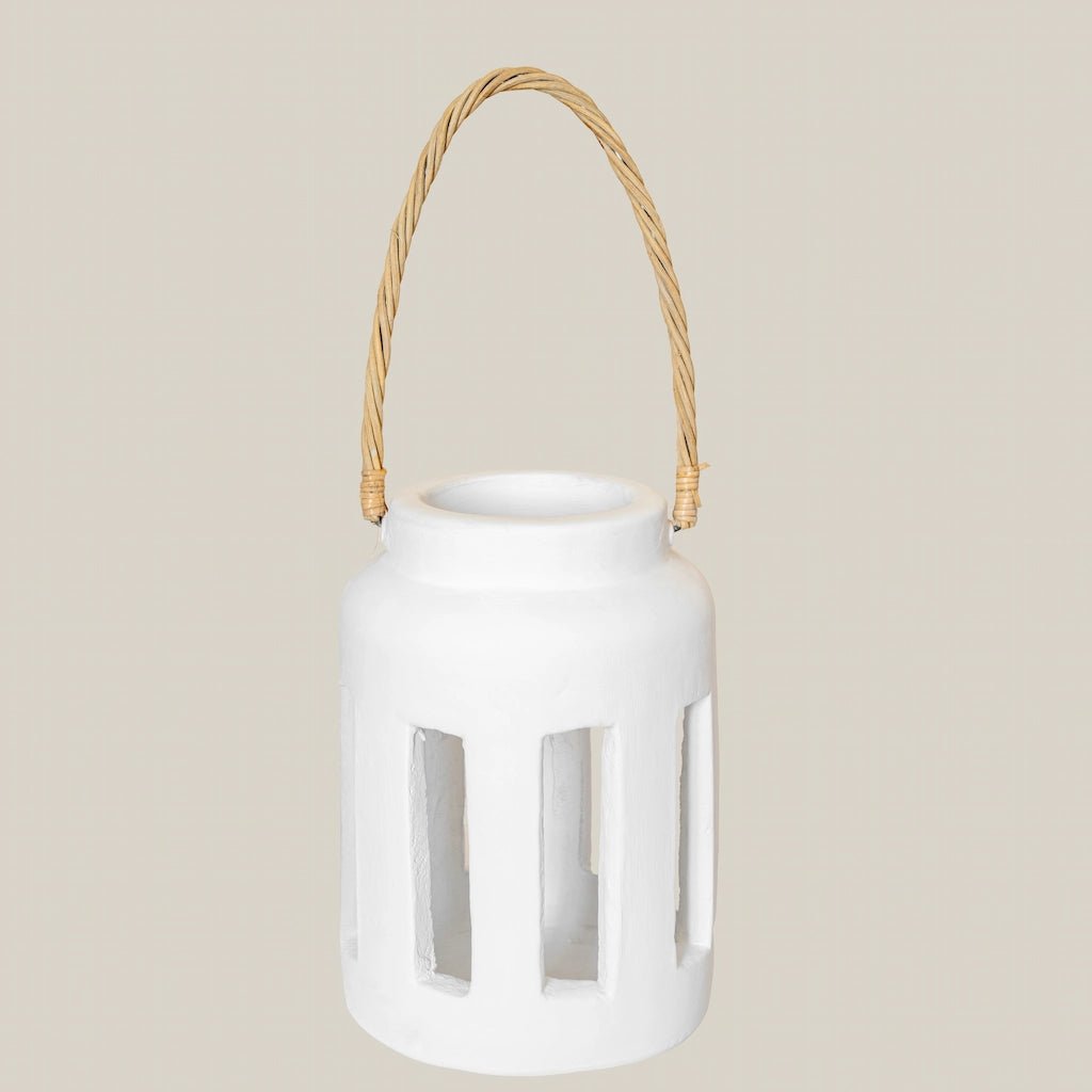 Large White Concrete Candle Holder Lantern