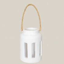 Large White Concrete Candle Holder Lantern - Home and Soul