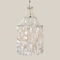 Long Hanging White Shell Chandelier Charlotte