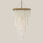 Long Hanging White Shell Chandelier Evelyn