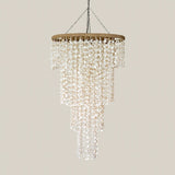 Long Hanging White Shell Chandelier Evelyn