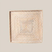 Luna Weave Rattan Square White Tray L - Home and Soul