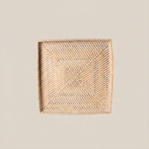 Luna Weave Rattan Square White Tray S - Home and Soul