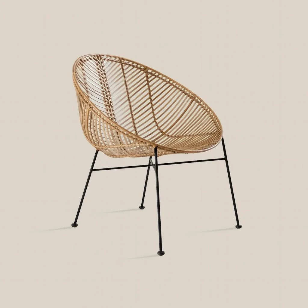 Lyon Rattan Chair with Sturdy Black Cast Iron Legs