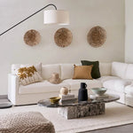 Miguel Luxury Feather 5 Seater Corner Sofa in White Cotton Linen