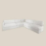 Miguel Luxury Cloud Feather 5 Seater Corner Sofa in White Cotton Linen