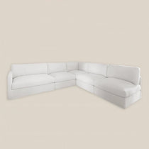 Miguel Luxury Cloud Feather 5 Seater Corner Sofa in White Cotton Linen - Home and Soul