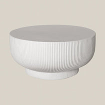 Monet Fluted Round Coffee Table in White Concrete - Home and Soul Dubai