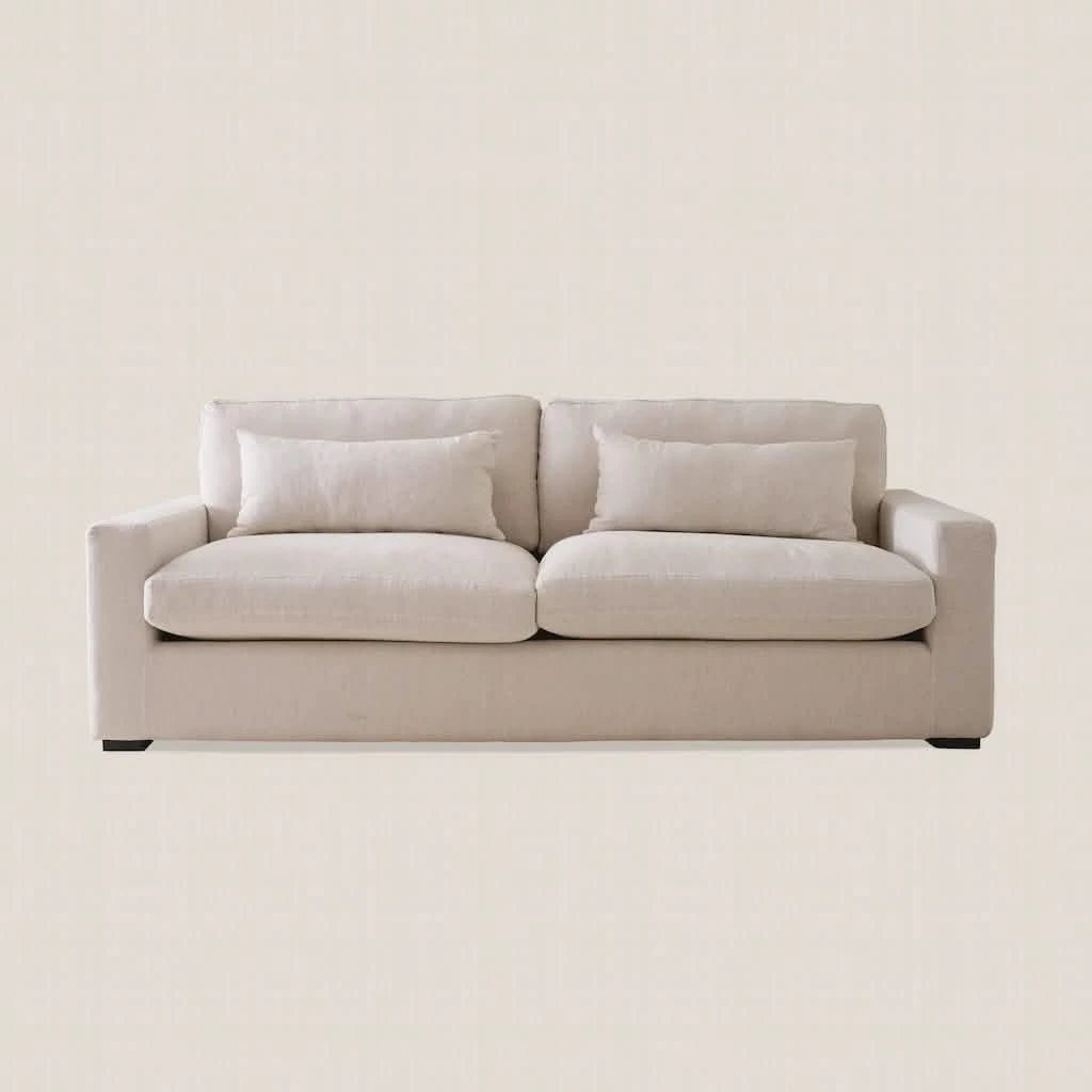 Nathalie Luxury Feather 2 Seater Cloud Sofa in Beige Linen