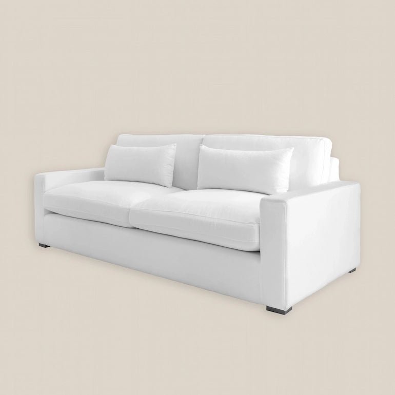 Linen Nathalie Luxury Feather 2 Seater Cloud Sofa in White Cotton - Home and Soul