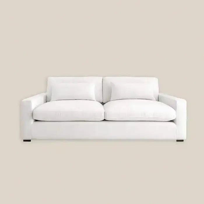 Nathalie Luxury Feather 2 Seater Cloud Sofa in White Cotton Linen